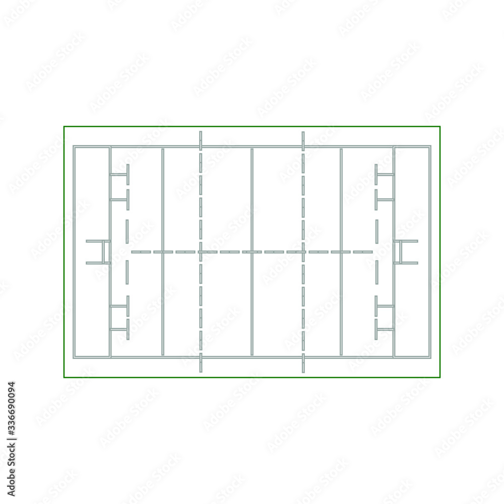 rugby pitch on white background vector