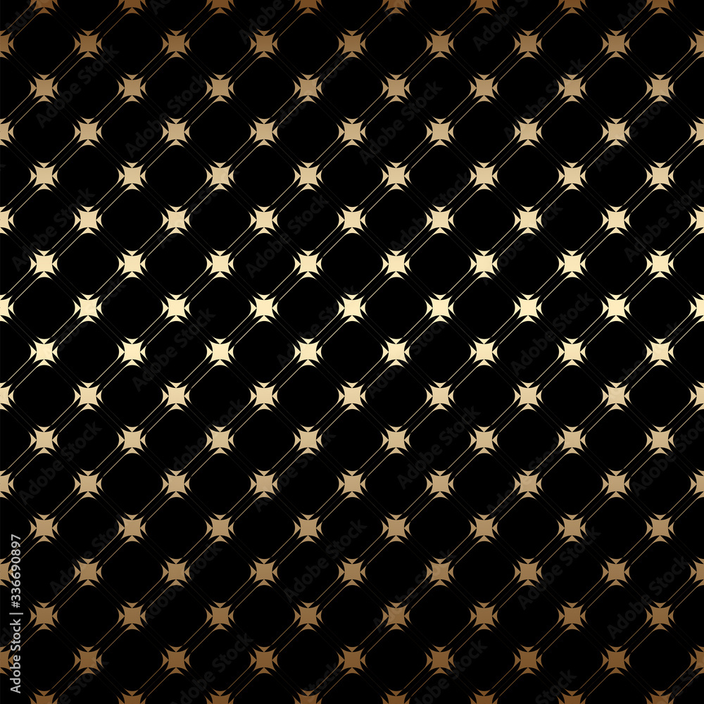 Plakat Geometric golden and black seamless simple pattern background, art deco style