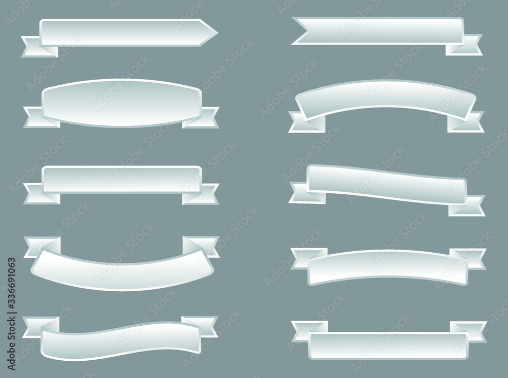 Set of vector ribbons.White ribbon banners.