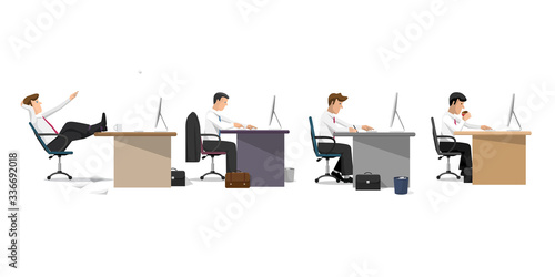 Managers in office in flat style, concept of office life