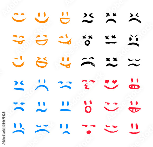 Fotografía Set of vector emoticons, smiley, kaomoji, and mood expressions