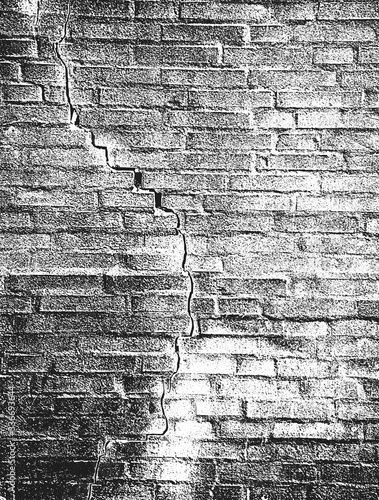 Distress old brick wall texture. Black and white grunge background.