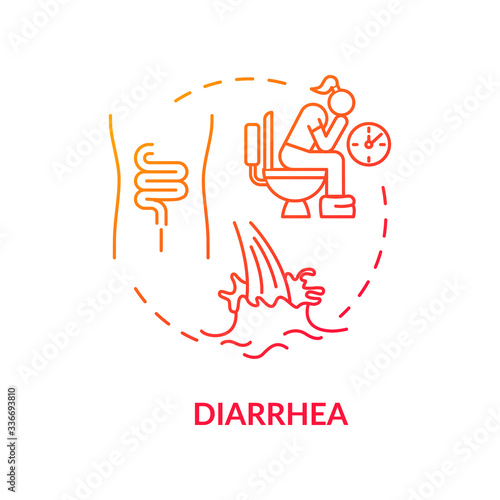 Diarrhea red concept icon. Watery stool. Digestive problem. Disease and illness. Salmonella sign. Rotavirus symptom idea thin line illustration. Vector isolated outline RGB color drawing