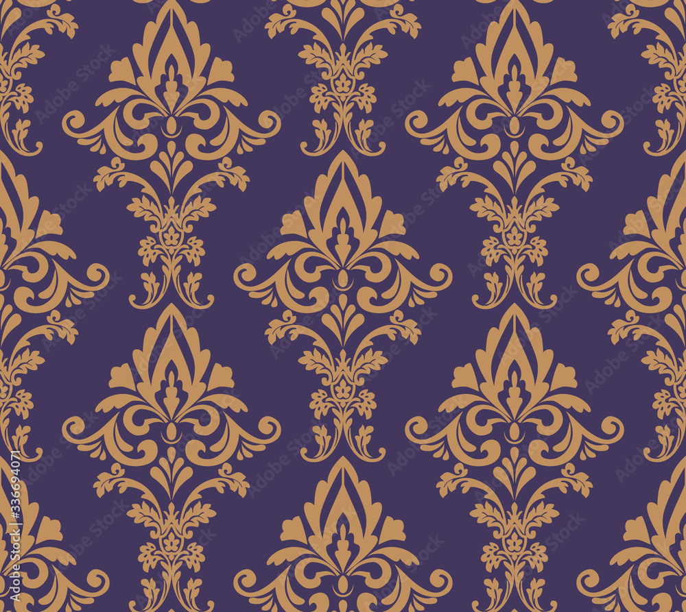 Vector beautiful damask pattern. Royal pattern with floral ornament. Seamless wallpaper with a damask pattern. Vector illustration.