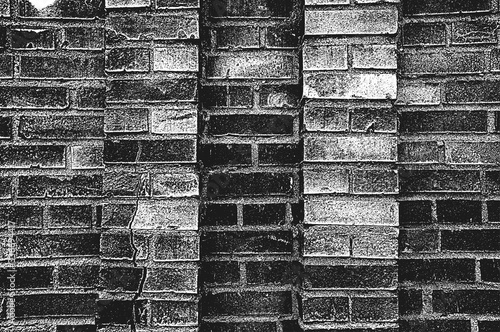 Distress old brick wall texture. Black and white grunge background.