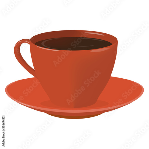 Orange cup of coffee or tea, realistic design. Vector illustration.