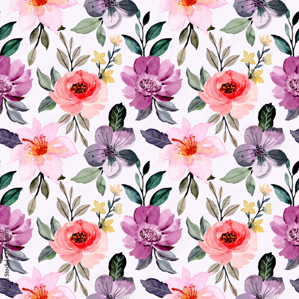 colorful floral watercolor seamless pattern