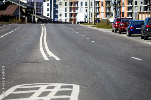 Road marking an empty street during a virus