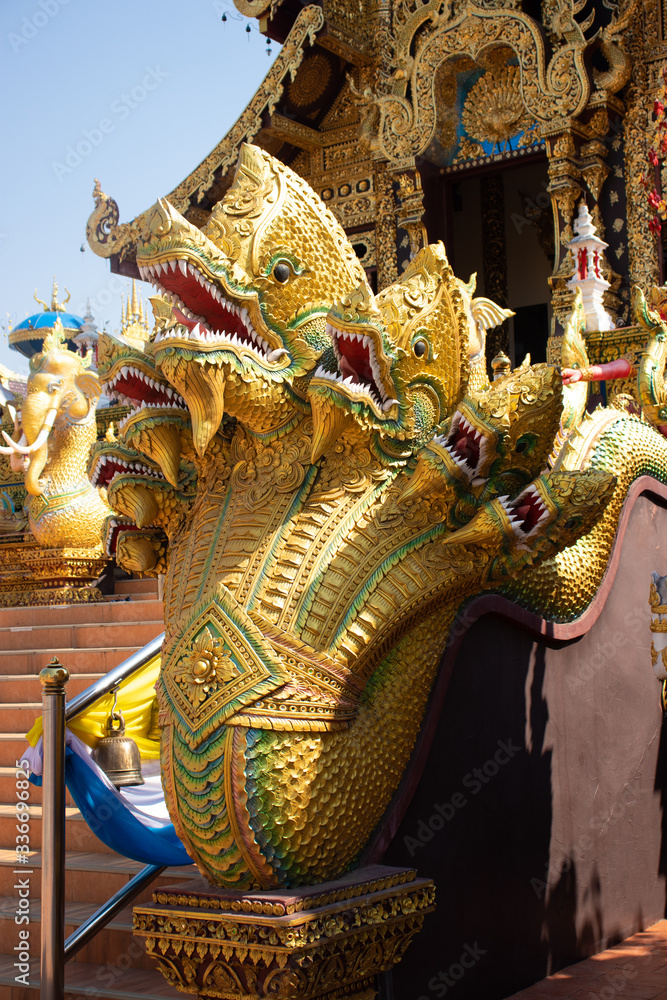 Fototapeta premium A beautiful view of buddhist temple Wat Saeng Kaew at Chiang Rai, Thailand.