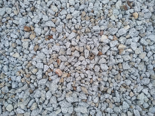 stone wall texture.Various gravel pebbles for background top view.
