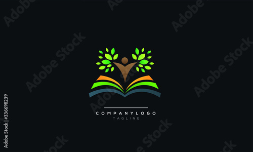 Abstract life logo design with green leaves and human silhouette. Healthy lifestyle theme. Flat vector emblem for medical care or wellness center