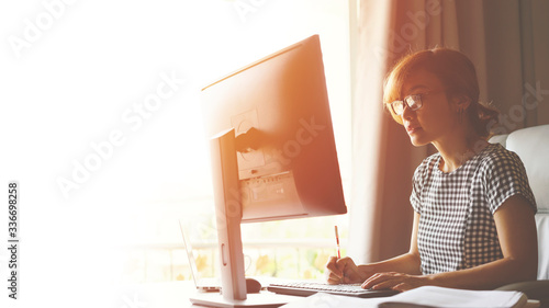 Young Women is working from home during Coronavirus