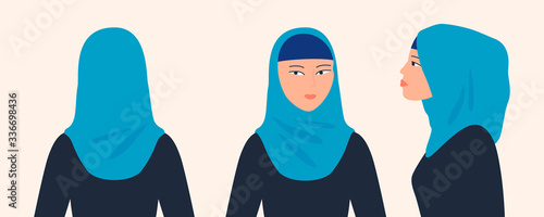 girl profile on isolated background concept colorful vector illustration