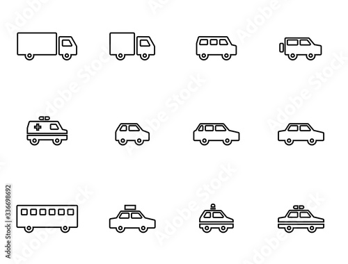 トラック,車,救急車,パトカー等のアイコンセット
