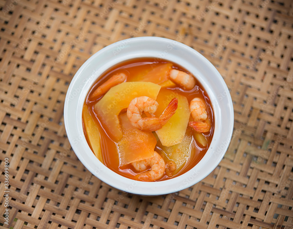 Thai Food,Spicy and Sour Soup with Shrimp and papaya Thai Food,Spicy and Sour Soup with Shrimp and papaya