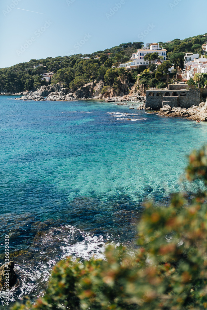 Beautiful Beach Landscape of Calella Palafrugell, Girona, Cataluña, España. It's a famous summer holiday destination for tourists and Barcelona locals. Located in Emporda is and old fishermen place.