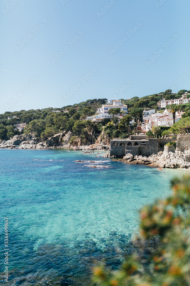 Beautiful Beach Landscape of Calella Palafrugell, Girona, Cataluña, España. It's a famous summer holiday destination for tourists and Barcelona locals. Located in Emporda is and old fishermen place.