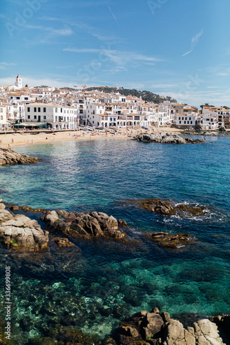 Fototapeta Naklejka Na Ścianę i Meble -  Beautiful Beach Landscape of Calella Palafrugell, Girona, Cataluña, España. It's a famous summer holiday destination for tourists and Barcelona locals. Located in Emporda is and old fishermen place.