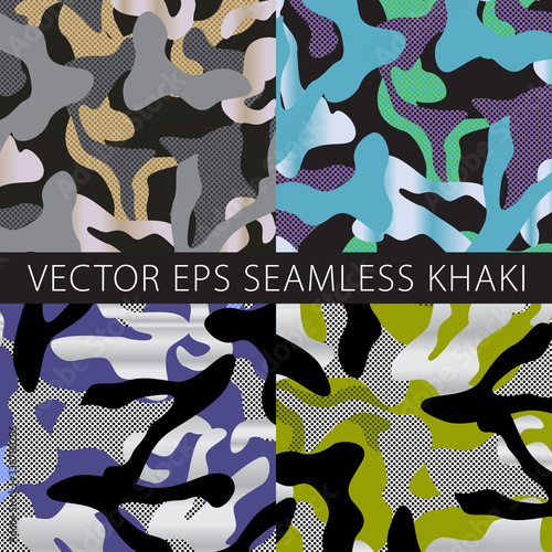 Camouflage netting. Seamless vector pattern. Forest coloring. Texture hiding the shape and outline of the object. Abstract military background for army design. Spotted camouflage.