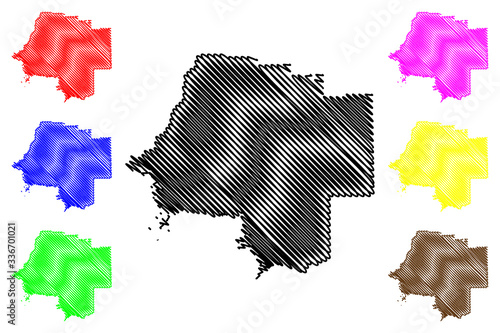 Levy County, Florida (U.S. county, United States of America, USA, U.S., US) map vector illustration, scribble sketch Levy map