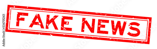 Grunge red fake news word rubber business seal stamp on white background