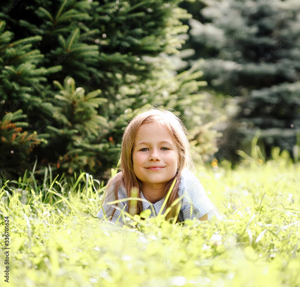 Portrait of 8 year old girl in park Portrait of 8 year old girl in park