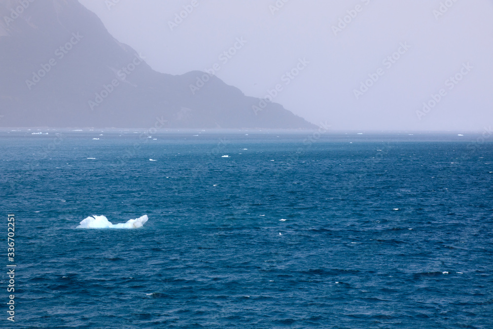 Fototapeta premium Hubbard Glacier, Alaska / USA - August 08, 2019: View from ship cruise deck near hubbard glacier, Seward, Alaska, USA