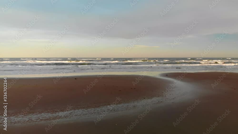 Aerial view of flying and swimming seabirds at the ocean close to Løkken by the North Sea, Denmark Aerial view of flying and swimming seabirds at the ocean close to Løkken by the North Sea, Denmark
