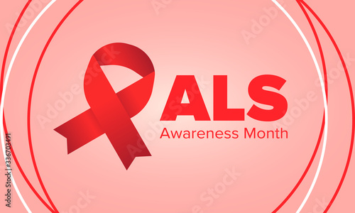 ALS Awareness Month. Amyotrophic lateral sclerosis. Annual campaign is held in May in United States. Control and protection. Prevention campaign. Medical health care concept. Vector illustration