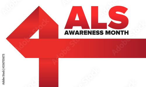 ALS Awareness Month. Amyotrophic lateral sclerosis. Annual campaign is held in May in United States. Control and protection. Prevention campaign. Medical health care concept. Vector illustration