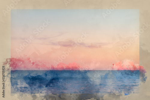 Digitally created watercolo...