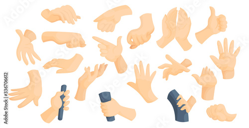 Sign language idea flat vector illustration set
