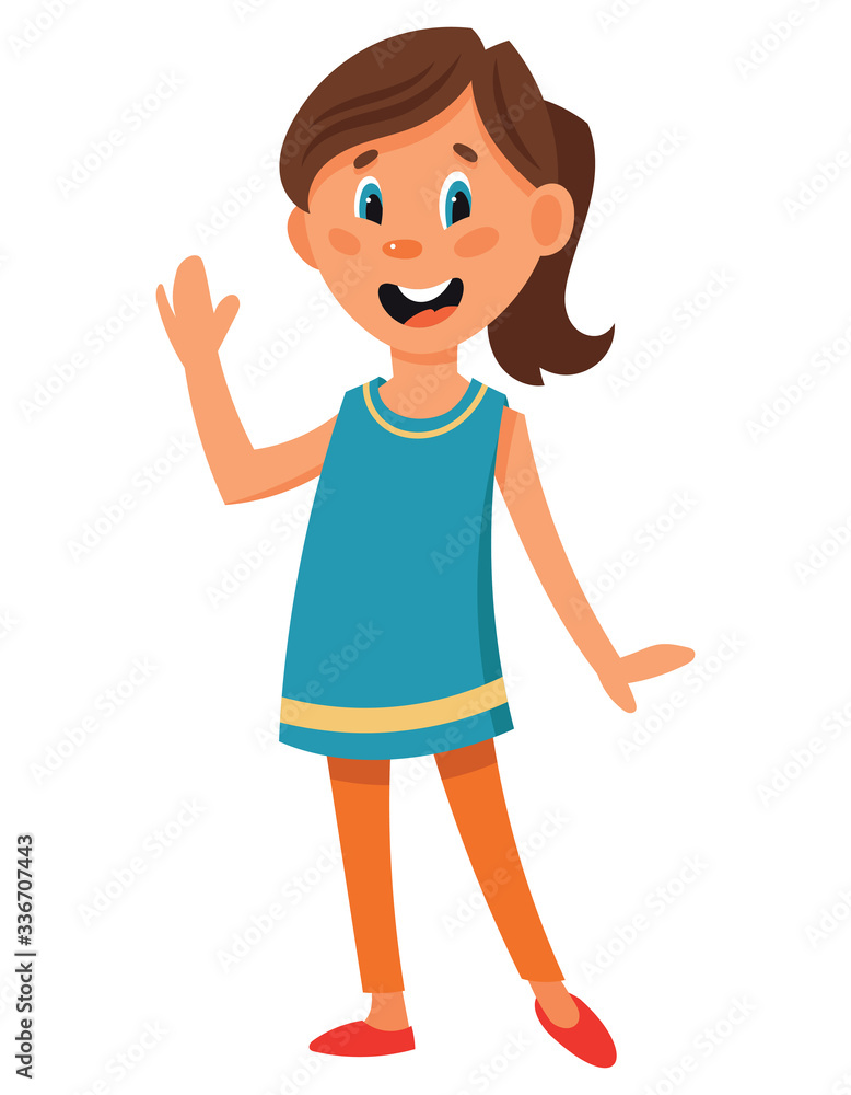Smiling little girl. Character in cartoon style. Smiling little girl. Character in cartoon style.