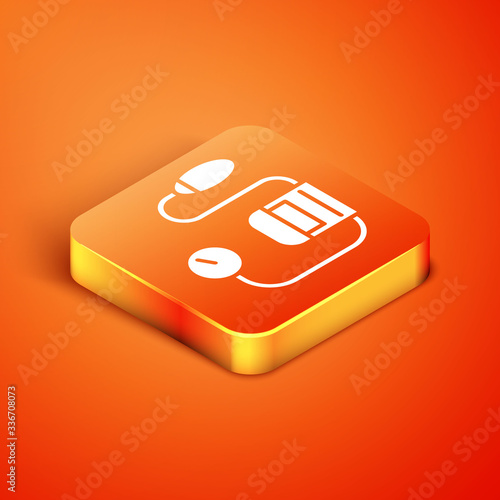 Isometric Blood pressure icon isolated on orange background. Vector Illustration