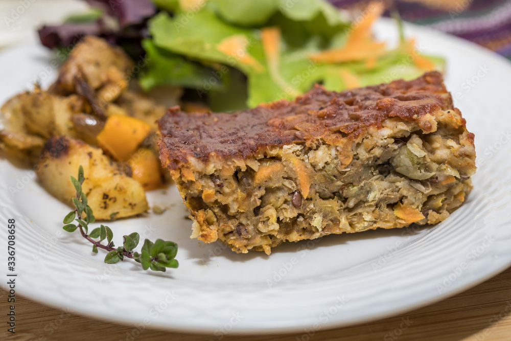 Lentil Loaf rustic veggie meal made of staple pantry items Lentil Loaf rustic veggie meal made of staple pantry items