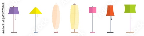 Floor lamp isolated on white background. Collection of interior lighting elements. Set icons. Simple flat vector illustration, EPS 10.