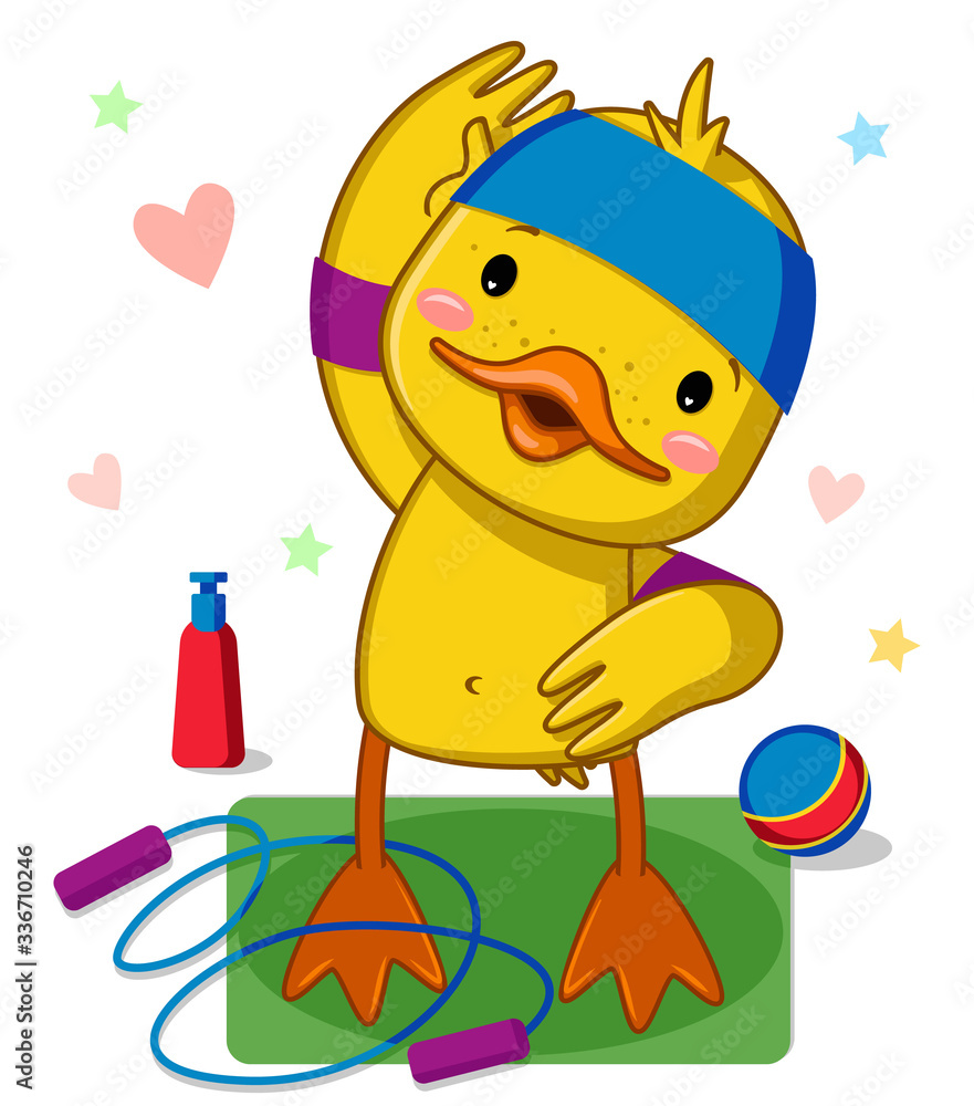 Obraz premium cute duck sports / vector