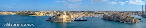 Panoramic view of the 3 cities in Malta.The 3 cities are Vittoriosa, Senglea and Cospicua