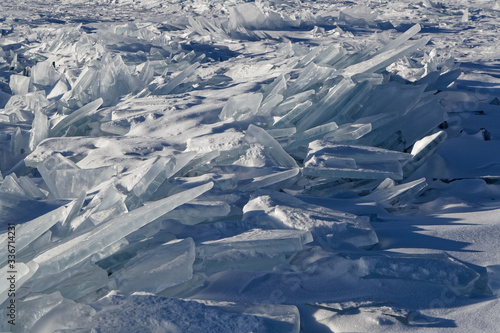 Broken blocks of ice on the lake, Khovsgol sum, Mongolia photo