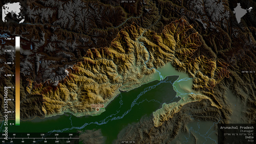 Arunachal Pradesh, India - composition. Physical photo