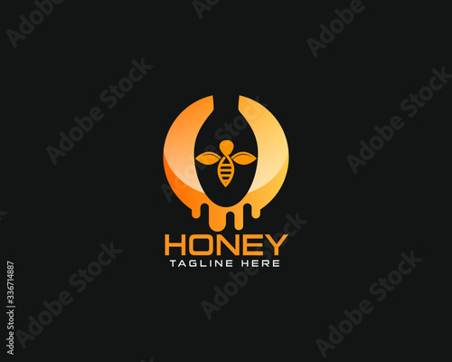 Honey melissa Witness and bee logo design template