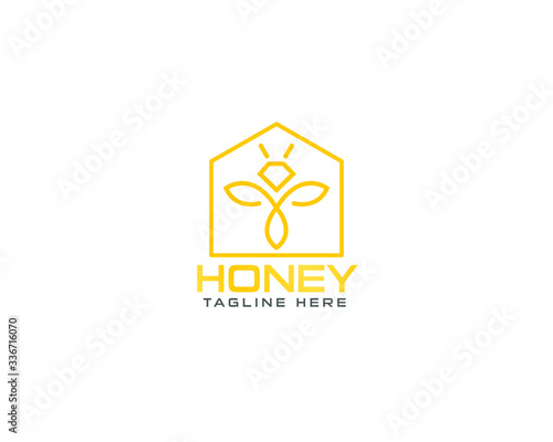 Honey melissa Witness and bee logo design template