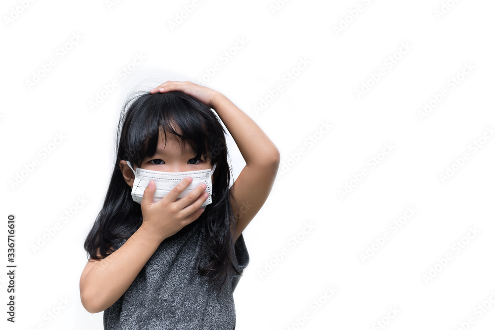 Asian cute little girl wear mask on white background,A girl wearing protection medical mask covid-19 or coronavirus from Infected person,corona protected Help protect For world Asian cute little girl wear mask on white background,A girl wearing protection medical mask covid-19 or coronavirus from Infected person,corona protected Help protect For world