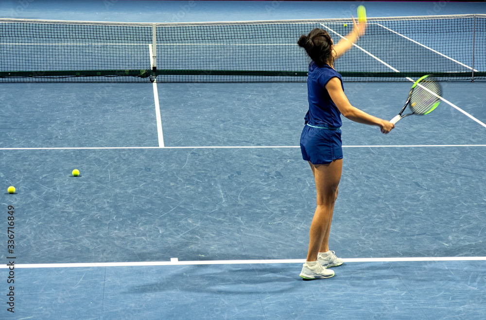 young girl during training before the St.Petersburg Ladies Trophy official match.