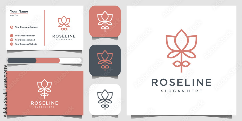 Minimalist elegant flower rose beauty, Cosmetics, yoga and spa logo design inspiration. logo design, icon and business card