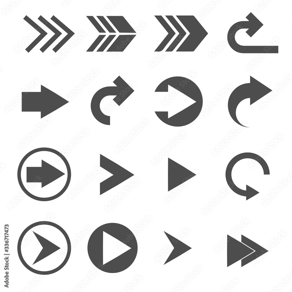 turn right arrow sign icons set vector turn right arrow sign icons set vector