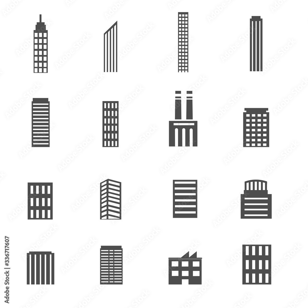 building and estate icons set illustration on white