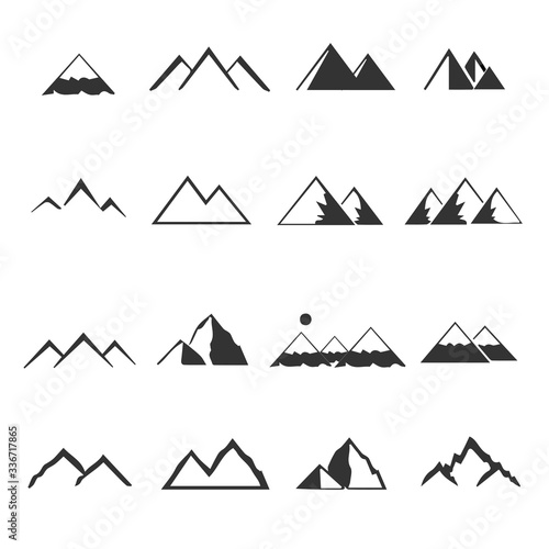 Mountain icons set vector image