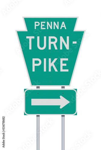 Vector illustration of the Penna Turnpike road sign on metallic posts