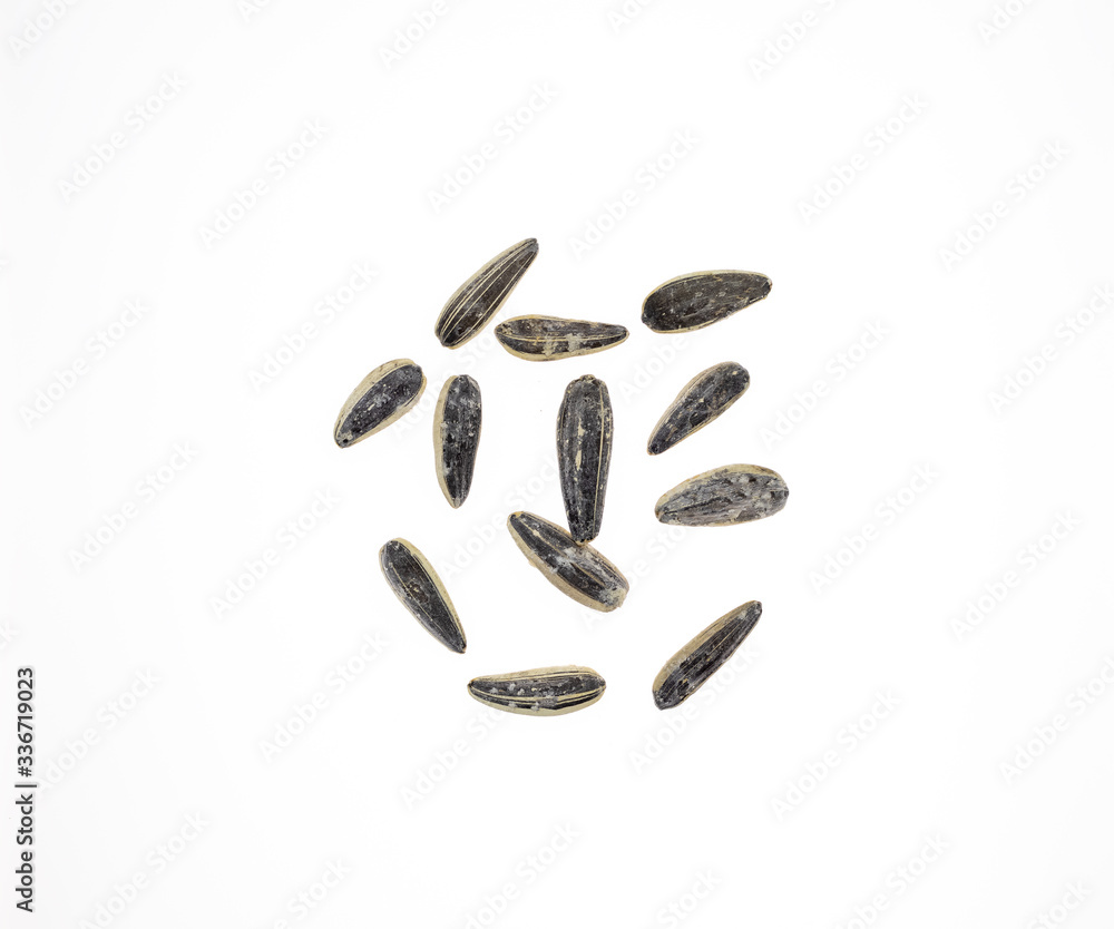 sunflower seeds on a white background sunflower seeds on a white background